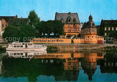 AK / Ansichtskarte Lahnstein Wirtshaus an der Lahn Fahrgastschiff Wasserspiegelung Lahnstein