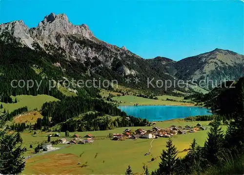 AK / Ansichtskarte Haldensee Landschaftspanorama mit Rotflueh und Gimpel Allgaeuer Alpen Haldensee
