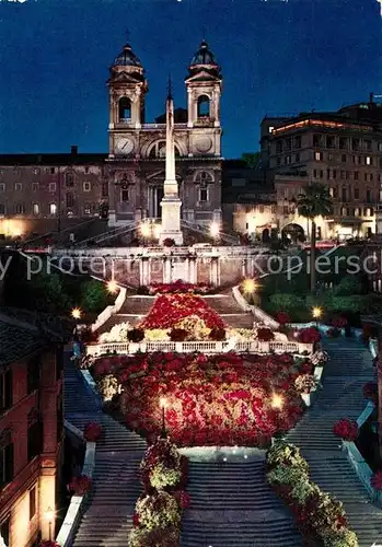 AK / Ansichtskarte Roma_Rom Trinita dei Monti notturno Roma_Rom