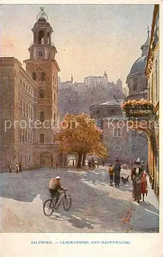 AK / Ansichtskarte Salzburg_Oesterreich Glockenspiel und Hauptwache Kuenstlerkarte Salzburg_Oesterreich