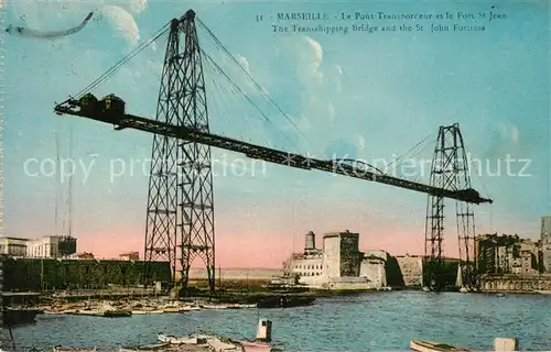AK / Ansichtskarte Marseille_Bouches du Rhone Pont Transporteur et le Fort St. Jean Marseille