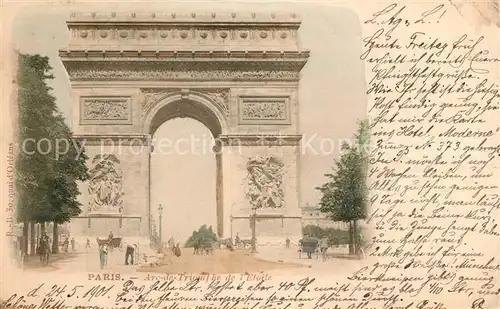 AK / Ansichtskarte Paris Arc de Triomphe de l Etoile Pferdekutschen Paris