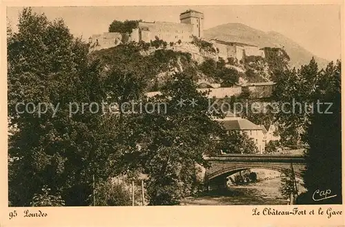 AK / Ansichtskarte Lourdes_Hautes_Pyrenees Chateau Fort et la Gave Lourdes_Hautes_Pyrenees