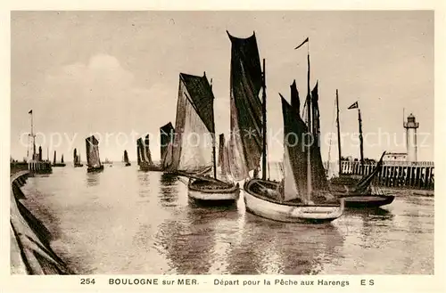 AK / Ansichtskarte Bologne Segelboote Depart pour la Peche aux Harengs Bologne