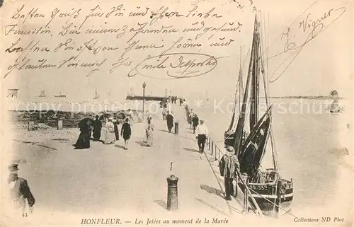 AK / Ansichtskarte Honfleur Les Jetees au moment de la Maree Honfleur