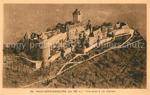 AK / Ansichtskarte Haut Koenigsbourg_Hohkoenigsburg Fliegeraufnahme Burg Haut Koenigsbourg