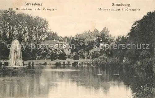 AK / Ansichtskarte Strassburg_Elsass Bauernhaus in der Orangerie Strassburg Elsass