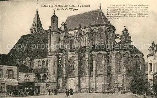 AK / Ansichtskarte Saint Julien du Sault L`Abside de l`Eglise Pferdekutsche Saint Julien du Sault