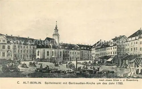 AK / Ansichtskarte Berlin Spittelmarkt mit Gertraudten Kirche um 1783 Berlin