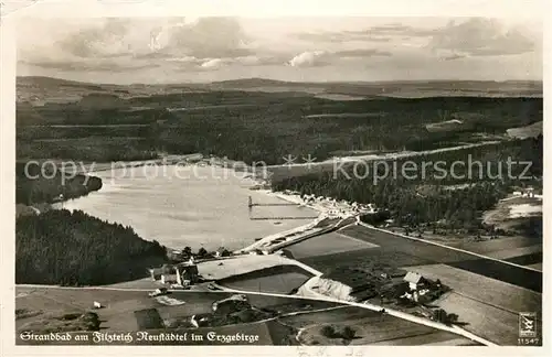 AK / Ansichtskarte Neustaedtel_Sachsen Fliegeraufnahme Strandbad  Neustaedtel_Sachsen