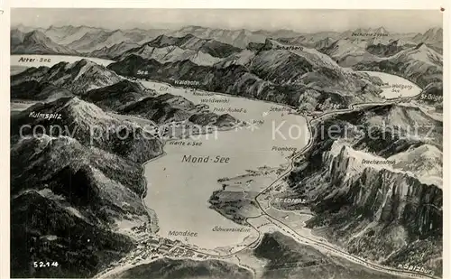 AK / Ansichtskarte Mondsee_Salzkammergut Panoramakarte Mondsee Salzkammergut