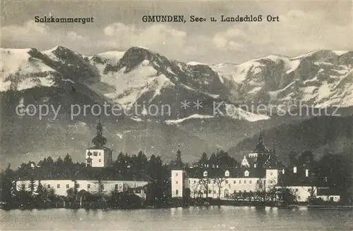 AK / Ansichtskarte Gmunden_Salzkammergut See Landschloss Ort Gmunden Salzkammergut