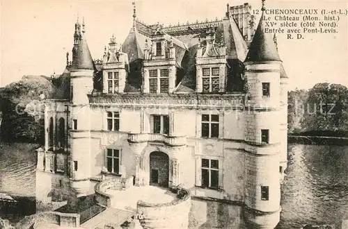 AK / Ansichtskarte Chenonceaux_Indre_et_Loire Chateau Entree avec Pont Levis Chenonceaux_Indre