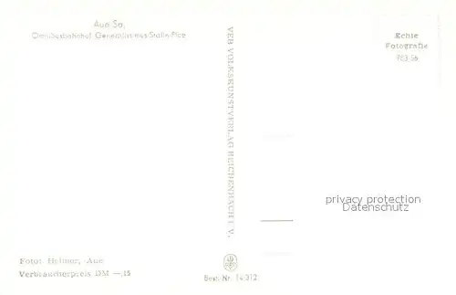 AK / Ansichtskarte Aue_Sachsen Omnibusbahnhof Generalissimus Stalin Platz Aue_Sachsen