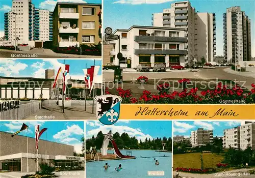 AK / Ansichtskarte Hattersheim_Main Goethestrasse Sporthalle Rosengarten Hattersheim Main