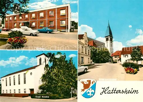 AK / Ansichtskarte Hattersheim_Main Rathaus Evangelische Kirche  Hattersheim Main