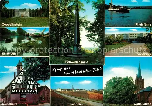 AK / Ansichtskarte Hessen_Region Hessisches Ried Oberrheinische Tiefebene Zeppelinstein Ehrfelden Geinsheim Leeheim Wolfskehlen Goddelau Schwedensaeule Hessen Region