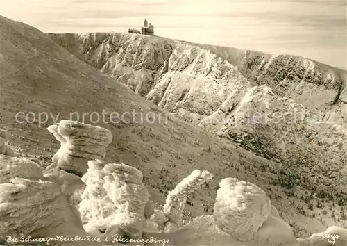 AK / Ansichtskarte Schneekoppe_Snezka Schneegrubenbaude Winterpanorama Schneekoppe Snezka