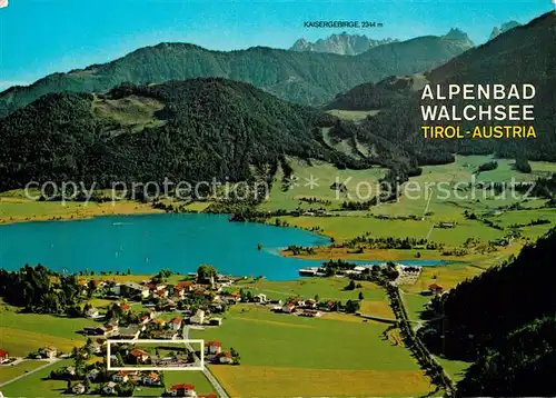 AK / Ansichtskarte Walchsee_Tirol Alpenbad Kurhotel Fachschule Alpenpanorama Kaisergebirge Fliegeraufnahme Walchsee Tirol