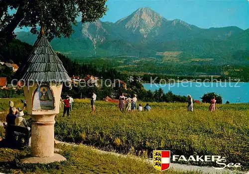 AK / Ansichtskarte Faakersee Marterl Bildstock am Faakersee mit Mittagskogel Karawanken Faakersee