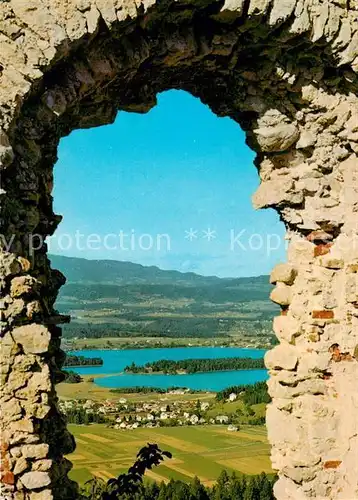 AK / Ansichtskarte Faak_am_See_Finkenstein Blick von der Ruine Rinkenstein auf Faakersee Faak_am_See_Finkenstein