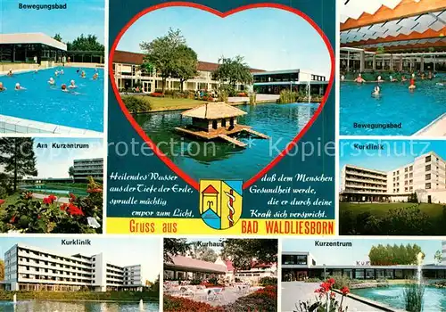 AK / Ansichtskarte Bad_Waldliesborn Bewegungsbad Kurzentrum Kurklinik Kurhaus Schwanenteich Herz Bad_Waldliesborn