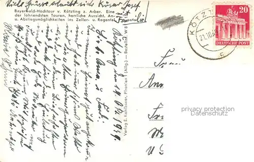 AK / Ansichtskarte Koetzting Koetztinger Huette Rauchroehren Riedelstein Scharreben Arber Koetzting