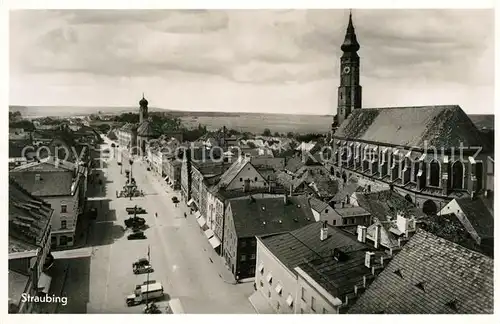 AK / Ansichtskarte Straubing Stadtbild mit Stiftskirche St Jakob Straubing