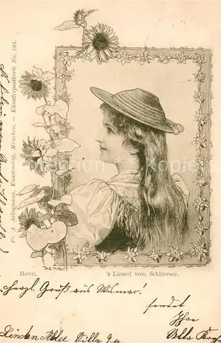 AK / Ansichtskarte Schliersee  s Lieserl vom Schliersee Portrait Henri Kuenstlerkarte Schliersee