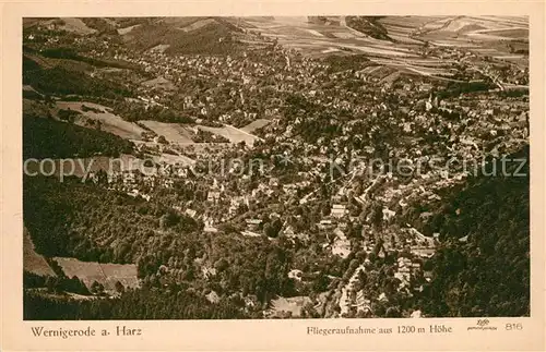 AK / Ansichtskarte Wernigerode_Harz Fliegeraufnahme Wernigerode Harz