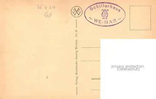 AK / Ansichtskarte Weimar_Thueringen Schillerhaus Gaensemaennchenbrunnen Weimar Thueringen