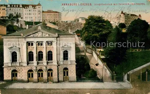 AK / Ansichtskarte Annaberg Buchholz_Erzgebirge Stadttehater Theater Freitreppe Annaberg Buchholz