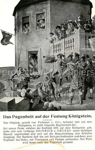 AK / Ansichtskarte Koenigstein_Saechsische_Schweiz Pagenbett Festung Koenigstein_Saechsische
