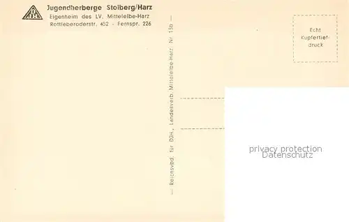 AK / Ansichtskarte Stolberg_Harz Jugendherberge Stolberg Harz
