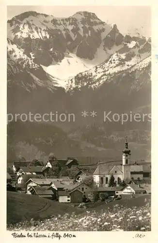 AK / Ansichtskarte Rieden_Allgaeu Kirche Panorama Schlicke Rieden Allgaeu