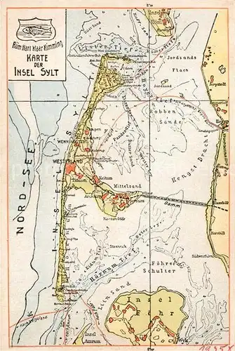 AK / Ansichtskarte Insel_Sylt Landkarte Insel_Sylt