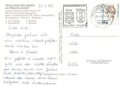 AK / Ansichtskarte Bad_Bellingen Sankt Leodegar Thermalbad Rathaus Kurpark Bad_Bellingen