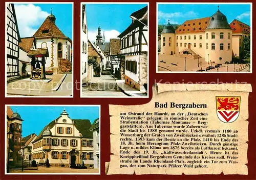 AK / Ansichtskarte Bad_Bergzabern Hanspach Plaetzel Bergkirche Pfarrgasse Schloss Rathaus Marktplatz Bad_Bergzabern