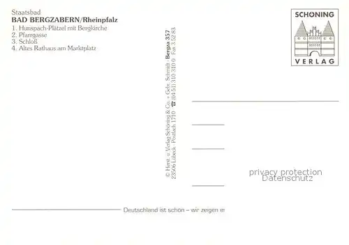 AK / Ansichtskarte Bad_Bergzabern Hanspach Plaetzel Bergkirche Pfarrgasse Schloss Rathaus Marktplatz Bad_Bergzabern