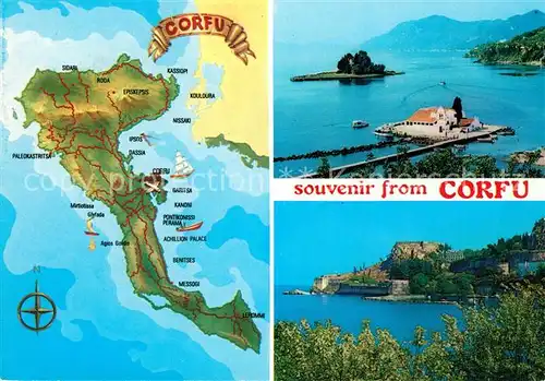 AK / Ansichtskarte Corfu_Korfu Landkarte Ansichten Corfu Korfu