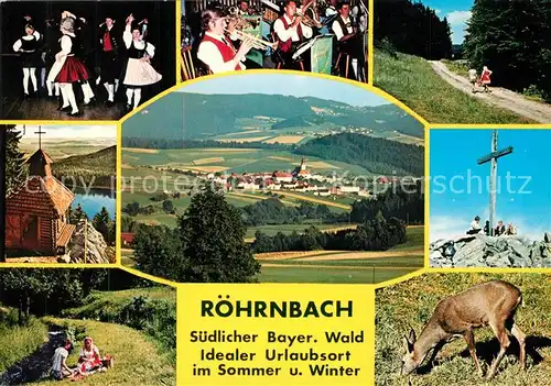 AK / Ansichtskarte Roehrnbach Volkstanzgruppe Musikkapelle Kapelle Gipfelkreuz Wanderer Roehrnbach