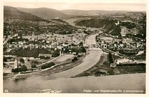 AK / Ansichtskarte Niederlahnstein Fliegeraufnahme Oberlahnstein Lahnmuendung Niederlahnstein