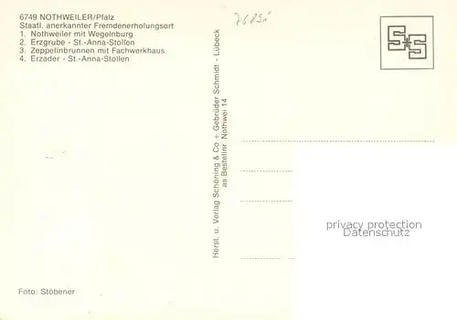 AK / Ansichtskarte Nothweiler mit Wegelnburg Erzgrube St Anna Stollen Zeppelinbrunnen Erzader Nothweiler