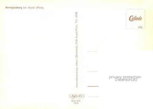 AK / Ansichtskarte Kusel Remigiusberg Burgruine Kusel