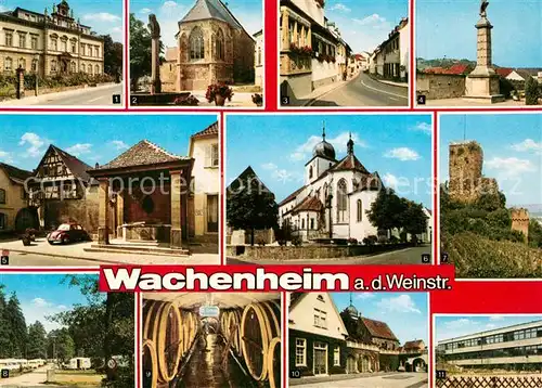 AK / Ansichtskarte Wachenheim_Weinstrasse Altersheim Kapelle Weinstrasse Kriegerdenkmal Luisenbrunnen Sektkellerei Schloss Wachenheim Kurpfalz Schule Wachenheim_Weinstrasse