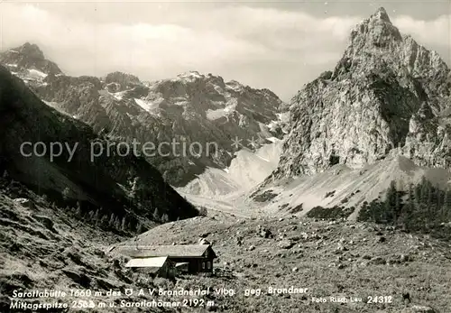 AK / Ansichtskarte Brandnertal_Vorarlberg Sarottahuette Mittagspitze Brandnertal Vorarlberg