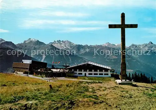 AK / Ansichtskarte Schruns_Vorarlberg Hochjochbahn Bergstation Restaurant Gipfelkreuz Schruns Vorarlberg