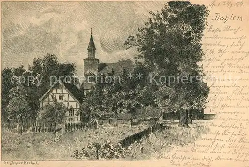 AK / Ansichtskarte Dahlem_Berlin Ortsmotiv mit Kirche Kuenstlerkarte Deutsche Reichspost Dahlem_Berlin