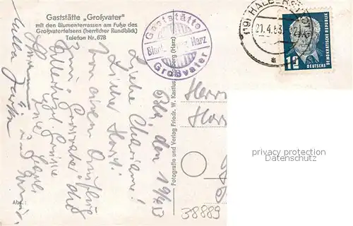 AK / Ansichtskarte Blankenburg_Harz Gaststaette Grossvater am Fusse des Grossvaterfelsens Blankenburg_Harz