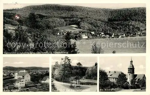 AK / Ansichtskarte Nentershausen_Hessen Panorama mit Burg Tannenberg Kirche Kunstteich Nentershausen Hessen